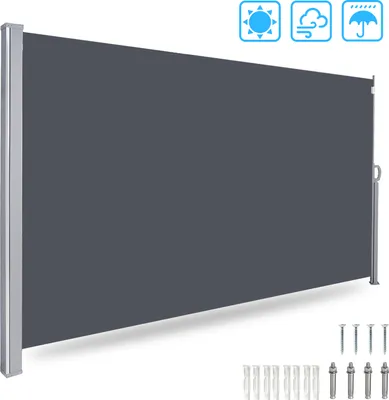 Immagine prodotto di Jayseuw tenda laterale 160x300cm schermo privacy estensibile opaco protezione solare tenda da sole balcone terrazza giardino laterale tenda a rullo frangivento grigio