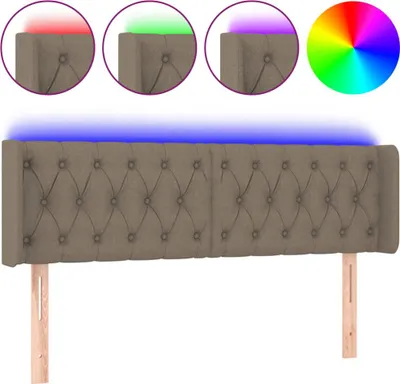 Produktbild von vidaXL LED Kopfteil Taupe 163x16x78/88 cm Stoff