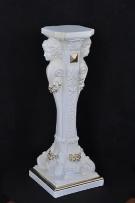 Produktbild von Säule Mäander Style Beistelltisch Marmoriert Dekosäule 75cm Griechische Antik Retro Rokoko Säule Barock Blumenständer Podest Handbemalt
