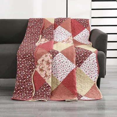 Produktbild von Patchwork Tagesbedecke 150 x 200 cm, rosa, für Schlafzimmer, 100% Polyester