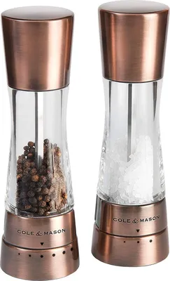Produktbild von Cole & Mason H59418G, Salz- und Pfeffermühlen-Set, Bronze, Transparent, Kupfer, Acryl, 190 mm
