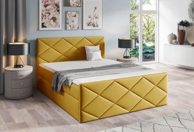 Produktbild von Bett mit Matratze und Lattenrost HALKA – 160x200, gelb 1 + ER Topper