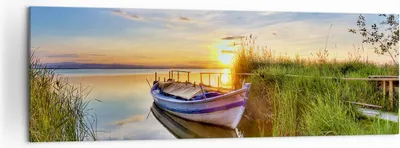 Produktbild von Bild auf Leinwand - Leinwandbild - See Boot Wasser - 160x50cm - Wand Bild - Wanddeko - Wandbilder - Leinwanddruck - Bilder - Kunstdruck - Wanddekoration - Leinwand bilder - Wandkunst - AB160x50-3950