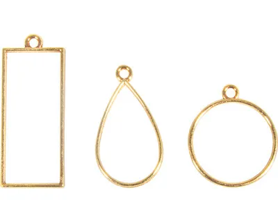 Produktbild von Schmuck-Metallfassung "Formenmix", 3er-Set Gold