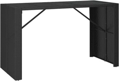 Produktbild von Schwarzer Bartisch für den Außenbereich mit Glasplatte, 185 x 80 x 110 cm, aus Polyrattan