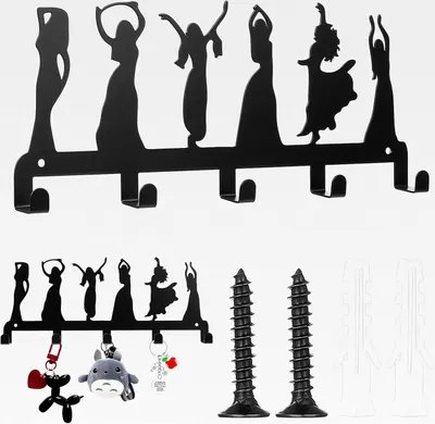 Produktbild von Schlüsselbrett Schwarz, Schlüsselhalter mit 5 Schlüsselhaken für die Wand, Metall Schlüsselboard, Schlüsselregal, Schlüsselaufhänger für Flur Schlafzimmer Wohnzimmer Schlüsselaufbewahrung(Tanzmuster)
