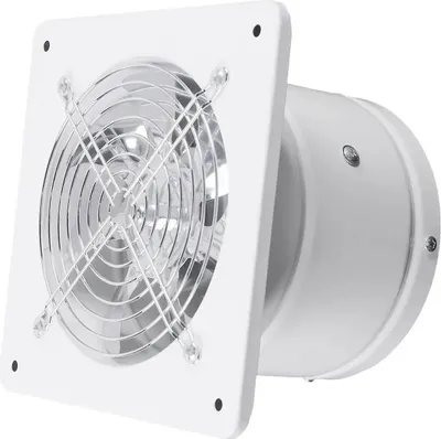 Image de Ventilateur de salle de bain - Ventilateur d'extraction mural Ø 150 mm - Silencieux - Pour cuisine/salle de bain/WC - Blanc