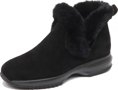 Produktbild von F5606 sneaker donna schwarz HOGAN INTERACTIVE slip on scarpe eco fur shoe woman