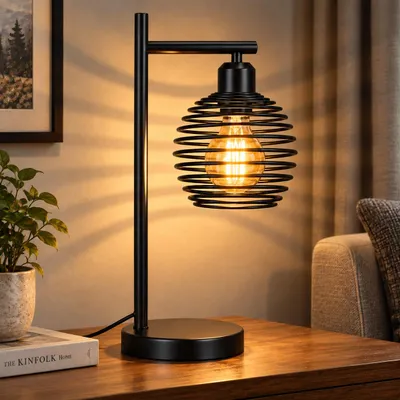 Obrázek produktu pro ZMH Stolní lampa Vintage noční lampa E27 - černá kovová stolní lampa do ložnice Max. 40W