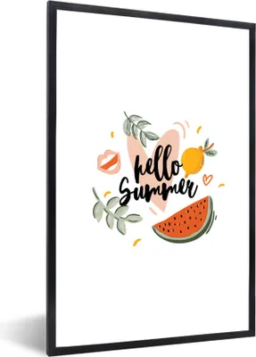 Produktbild von MuchoWow® Gerahmtes Poster Sommer - Zitrone - Blätter 40x60 cm - Poster mit Schwarzem Bilderrahmen Wandposter Rahmen Foto Bilder - Papierdruck - Wandbilder