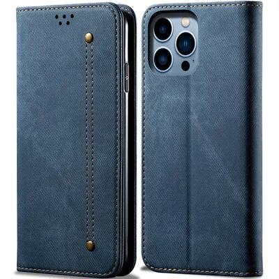 Obrázek produktu pro Pouzdro pro iPhone 15 Pro Max, Kožené Peněženkové Pouzdro s Magnetickým Uzavíráním a Stojánkem modré