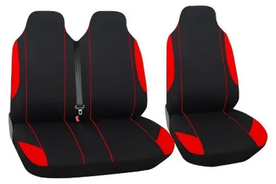 Zdjęcie produktu dla Zestaw 2+1 uniwersalnych pokrowców na przednie siedzenia (van/minibus), kolor czerwono-czarny, materiał tekstylny FLZ.TAP408