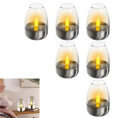 Produktbild von 6pcs Solar Kerzenlicht, Led Kerzen Elektrische Teelichter,für Außen Tischleuchte für Laterne,Garten, Camping,Terrasse Beleuchtung Balkon Deko,50*87mm