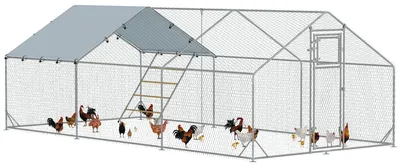 Produktbild von PawHut Hühnerstall Freilaufgehege aus Stahl, 3 x 6 x 1,95 m für 18-24 Hühner