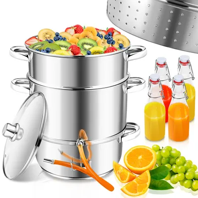 Produktbild von TolleTour Edelstahl Dampfentsafter Entsafter Fruchtentsafter Saftpresse Obst InduktionDampfentsafter, 8 L, Dampfkochtöpfe, Edelstahl, für alle Herdarten geeignet auch Induktion, Ø 26cm, spülmaschinengeeignet, Induktionsdampfentsafter