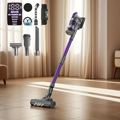 Image de Aspirateur sans fil - Mini aspirateur - Aspirateur balai - Aspirateur à main - Aspirateur sans fil - Violet
