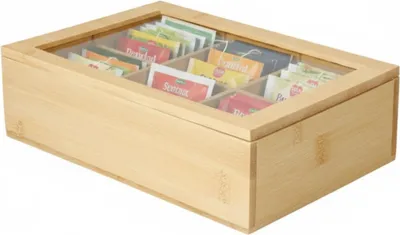 Produktbild von Teedose - 6 Facher - Bambus - 24 x 16 x 7 cm - Teedose - Sichtfenster