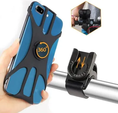 Produktbild von Universelle, um 360° drehbare und verstellbare Handyhalterung für Fahrrad-/Motorradlenker, kompatibel mit iPhone, Samsung und 4,5"-Geräten.