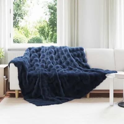 Produktbild von "Schlussverkauf" Kunstfell Kaninchenfell Decke Olite 4 Stück - Einfache Pflege - Marineblau Polyester  C8687