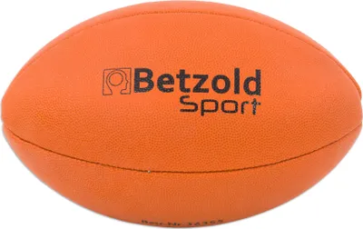Produktbild von Robuster Rugbyball aus orangefarbenem Synthetikleder, mehrlagiger Aufbau, 28 cm, 350 g