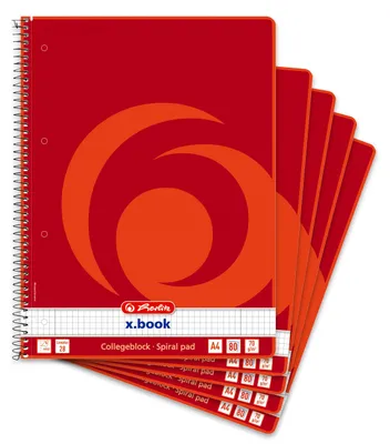 Produktbild von herlitz Collegeblock A4 kariert, Lineatur 28, 80 Blatt, 5 Stück