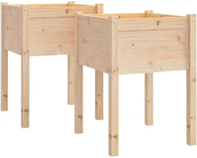 Produktbild von Holz-Pflanzentöpfe-Set-aus-2-XXL-50x50x70cm-Massiv-Eichenholz-Roh-Größte-Tuin-Eimer