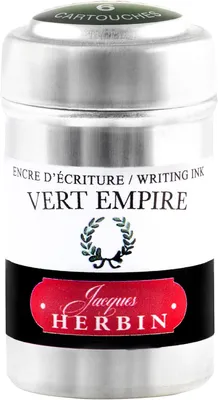 Imagen del producto de J. Herbin, Jacques Herbin, 20139T - Paquete de 6 cartuchos de tinta para plumas estilográficas - Producto ecológico, sin residuos - Color: Verde imperial
