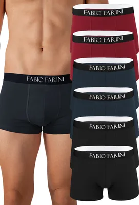 Produktbild von Fabio Farini - 6 Stück Herren Boxer Unterhosen Baumwolle - Männer Retroshorts angenehme Passform und Pflegehinweis aufgedruckt