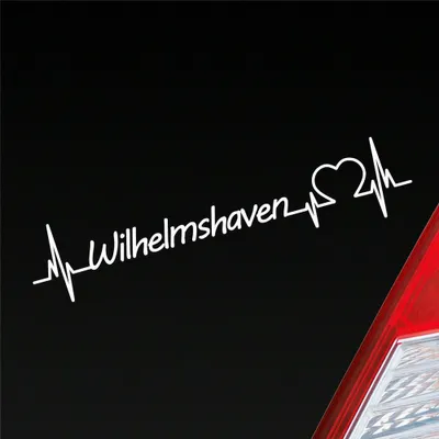 Produktbild von Auto Aufkleber Wilhelmshaven Herz Herzschlag 19x4 cm Weiss Glanz Sticker Heckscheibenaufkleber