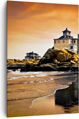 Produktbild von Bild auf Leinwand - Leinwandbild - Einteilig - Felsen Meer Sonnenuntergang Architektur - 70x100cm - Wand Bild - Wandbilder - Leinwanddruck - Wanddekoration - Leinwand bilder - Wandbild - PA70x100-1179