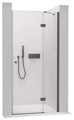 Productafbeelding van CERANO - Douchedeur met scharnieren, model Marino, links/rechts - 6 mm - zwart mat, transparant glas - 110x190 cm