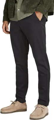 Image de Jack & Jones 12174152, Chino, Adulte, Noir, Coton, Elasthanne, Pas de blanchiment, Lavage délicat (30°C)