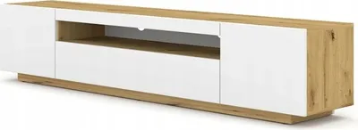 Obrázok produktu pre TV skrinka AURA 200 cm (Artisan dub / biely mat s LED) Závesná alebo stojaca univerzálna základná skrinka TV skrinka TV doska Príborník HiFi stolík Závesná skrinka Lowboard