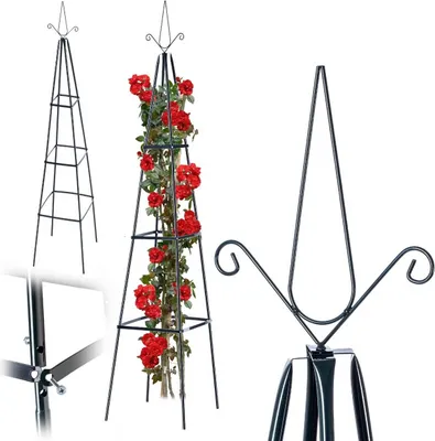 Obrázek produktu pro KADAX zahradní pyramida na květiny, 202 x 42 cm, černá