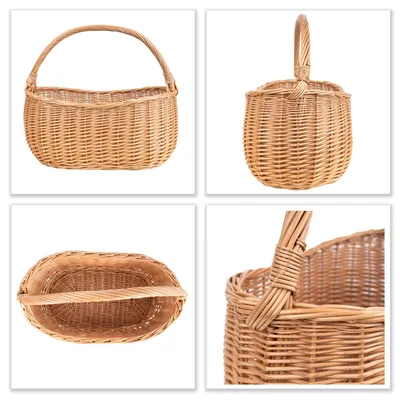 Produktbild von Creative Home Einkaufskorb Weidenkorb mit Henkel Picknickkorb | 45 x 26 x 41 cm (+/- 2 cm) | Naturbraun Osterkörbchen