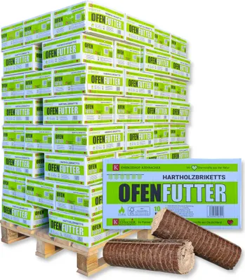 Produktbild von 800 kg Nestro Briketts Hartholzbriketts aus Buche & Eiche im Karton | 80 x 10 kg Holzbrikett auf Palette | Energie Kienbacher®