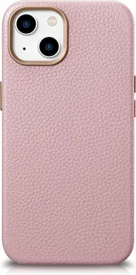 Zdjęcie produktu dla iCarer Litchi Premium Leather Case skórzane etui iPhone 14 Plus magnetyczne z MagSafe różowy (WMI14220711-PK)