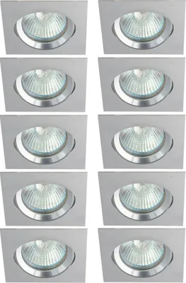 Produktbild von 10 x Einbaustrahler Einbauleuchte LIZZY DTL50 Aluminium eckig max. 35W ohne Leuchtmittel schwenkbar