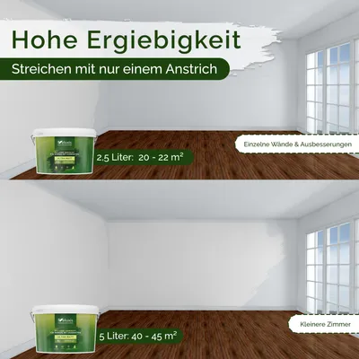 Produktbild von Wandfarbe Hellgrau Grün Grau Matt Innenfarbe – Deckkraft Klasse 1, VOC-frei, Ohne Grundierung, Tropfarm – Wohnzimmer & Schlafzimmer – 2,5L – Veluxis (Pure Pitaya)