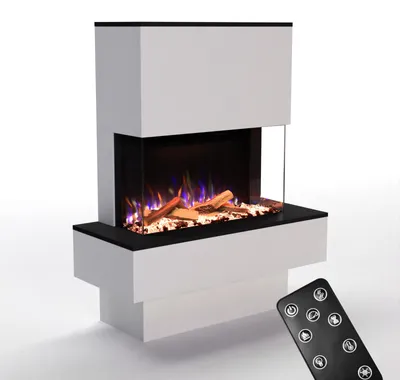 Produktbild von Glow Fire Elektrokamin 'PR18' in Weiss | LED Standkamin in weiß mit Heizung (1500 W) | BxHxT: 111,9x138,4x35cm