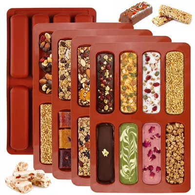 Produktbild von Müsliriegel Backform Silikon 5er Set 8 Mulden Rechteckig 17x28x2.1cm
