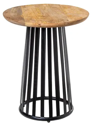 Produktbild von DRW Beistelltisch aus Holz mit Metallfuß in Natur und Schwarz, 45 x 45 x 55 cm