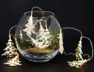 Produktbild von LED Oriental Tree Lichterkette 10 Tannenbäume aus Metall Batteriebetrieb 1,25 m