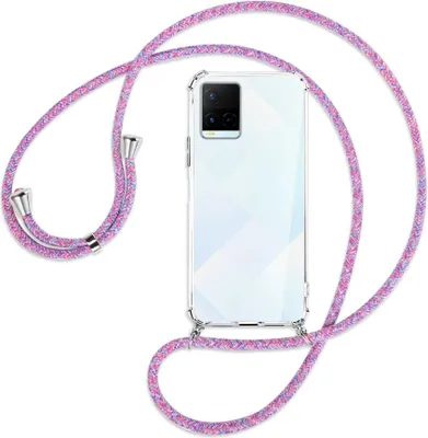Produktbild von Handykette Backcover-Schutzhülle mit Band (Metall silberfarben) für vivo Y21s (6.51''), Y33s - lila/rosa/blau