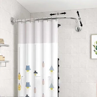 Produktbild von Famanu Duschvorhangstange L-Form schwarz, rostfreies Stahl, 70-95 × 70-95 cm, rostfrei