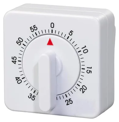Küchentimer, mechanisch, 60 Min., quadratisch, weiß