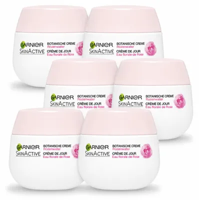 Produktbild von 6 x Garnier SkinActive Botanische Tagescreme mit Rosenwasser für trockene und empfindliche Haut 50 ml - Vorteilspackung - 6 Stücke