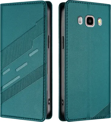 A teal-colored phone case is shown from two different angles.