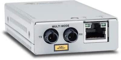 Imagen del producto de Convertidor de mini medios ALLIED, 10/100/1000T a 1000BASE-SX, con conector ST para fibra multimodo