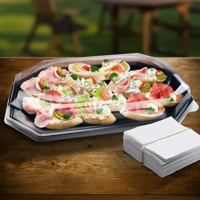 Produktbild von 10x Catering-Platte rPET oval schwarz 54 x 36 cm